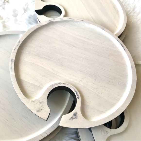 2-Tone Round Wooden Party Plates - Set of 12 - Picture 5 of 7